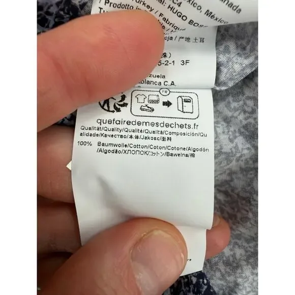 NWT Hugo Boss Kenno Dark Blue Cotton Floral Slim Fit Dress Shirt Size US 15 - Picture 7 of 12